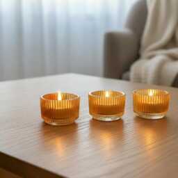 Hand Painted Orange Glass Candle Holder - thumbnail 3