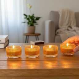 Hand Painted Orange Glass Candle Holder - thumbnail 2