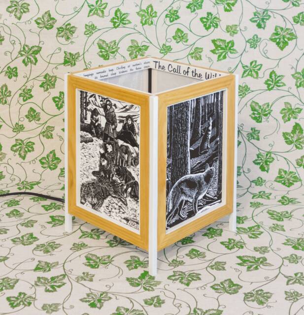 Handmade Lamp in Natural Wood & Japanese Paper. The Call Of The Wild, Jack London - image 1