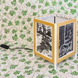 Handmade Lamp in Natural Wood & Japanese Paper. The Call Of The Wild, Jack London - thumbnail 3