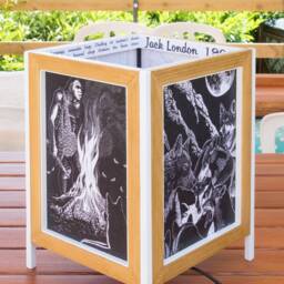 Handmade Lamp in Natural Wood & Japanese Paper. The Call Of The Wild, Jack London - thumbnail 2