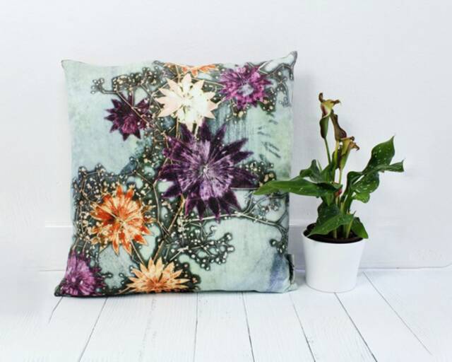 Handmade Floral Botanical Cushion, Branching Astrantia Design, Compliments Home Interiors, Perfect Decor - image 1