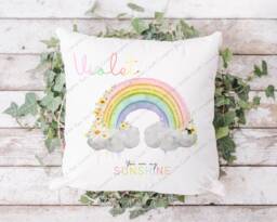 Name Cushion, Sunshine Gift, Daisy Rainbow, Personalised Gift For Her, Mum, My Sunshine, Rainbow - thumbnail 1