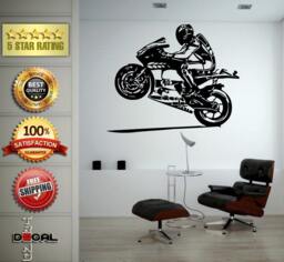Motorbike Motorcycle Bike Racing Crotch Rocket Stunt Wheely Wall Decal Vinyl Sticker Mural Room Decor L1753 - thumbnail 1