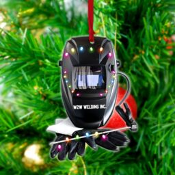 Personalized Welder Christmas Ornament, Welding Protective Gear Tree Hanger, Helmet & Gloves Gift For Dad - thumbnail 2