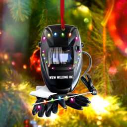 Personalized Welder Christmas Ornament, Welding Protective Gear Tree Hanger, Helmet & Gloves Gift For Dad - thumbnail 3