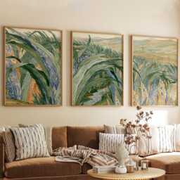 Green Grass Valley Poster Set, Botanical Wall Art, Landscape Prints - thumbnail 4