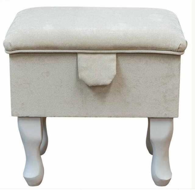 Handmade Dressing Table Storage Stool in A Dolce Mist Velvet Fabric - British Bespoke Made - image 1