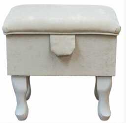 Handmade Dressing Table Storage Stool in A Dolce Mist Velvet Fabric - British Bespoke Made - thumbnail 1