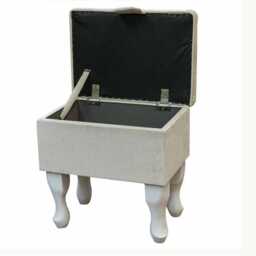 Handmade Dressing Table Storage Stool in A Dolce Mist Velvet Fabric - British Bespoke Made - thumbnail 3