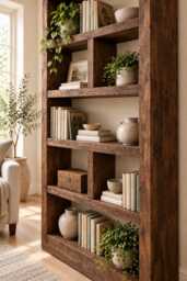 Reclaimed Timber Bookcase - Handmade Solid Wood Shelving - thumbnail 1
