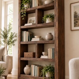 Reclaimed Timber Bookcase - Handmade Solid Wood Shelving - thumbnail 3