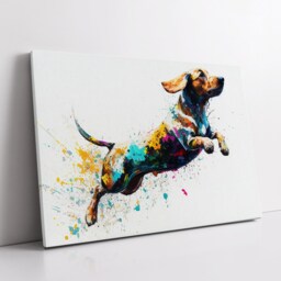 Sausage Dog Abstract Dachshund Pet Modern Painting Wall Art, Framed Canvas Poster Print, Home Kitchen Office Room Decor, Gifts - thumbnail 2