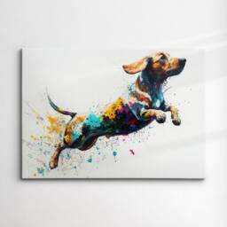 Sausage Dog Abstract Dachshund Pet Modern Painting Wall Art, Framed Canvas Poster Print, Home Kitchen Office Room Decor, Gifts - thumbnail 3
