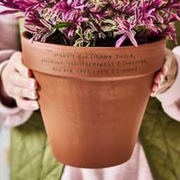 Birthday Gift Personalised Terracotta Flower Pot - Engraved Gardening
