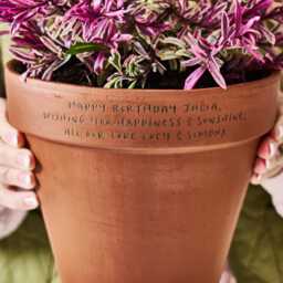 Birthday Gift Personalised Terracotta Flower Pot - Engraved Gardening - thumbnail 2