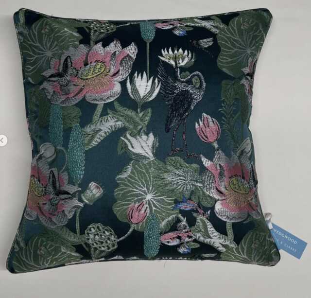 Designer Clarke Floral Fabric Cushion 50x50cm Passiflora/Waterlilly - image 1