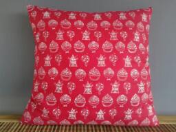 Red Dessert Print Pillow Sham Batik Cotton Cushion Cover