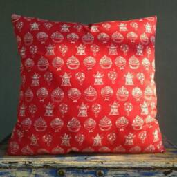 Red Dessert Print Pillow Sham Batik Cotton Cushion Cover - thumbnail 3