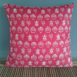 Red Dessert Print Pillow Sham Batik Cotton Cushion Cover - thumbnail 2