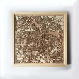 Amsterdam Wooden Street Map - Laser Cut 3D Pinewood Framed Wall Art - thumbnail 1