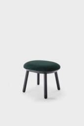 Green Velour Ottoman Solid Ash Foot Stool - thumbnail 1