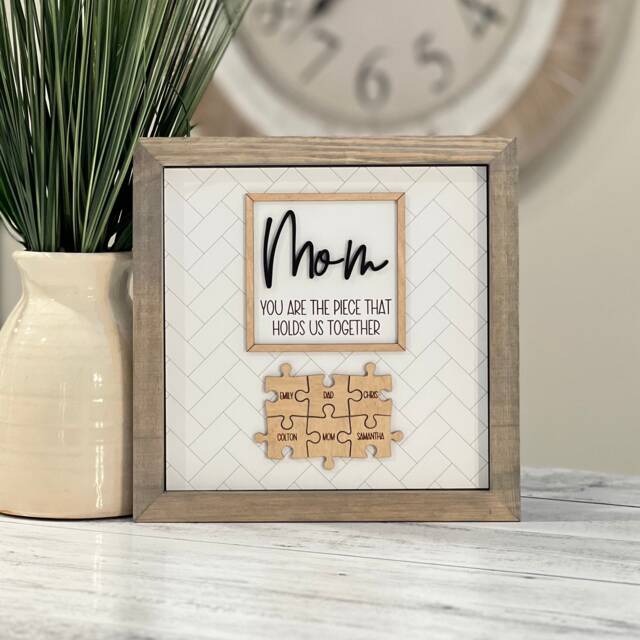 Personalized Mother's Day Sign // Gift Mom Puzzle Piece For Pieces That Hold Us Together Custom - image 1