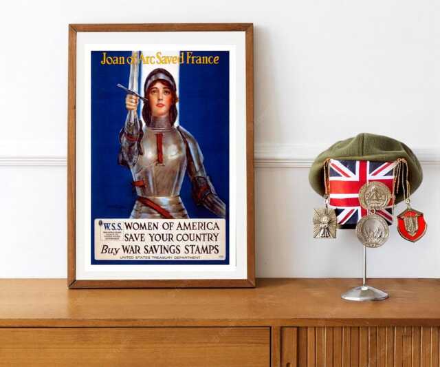 "Reprint Of The Ww1 Us War Bonds Poster ""Joan Arc Saved France" - image 1