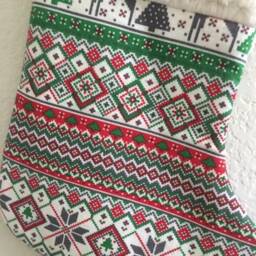 Christmas Stocking, Handcrafted Stocking, Decoration, Holliday Snow Flakes Stocking. # 1 - thumbnail 3