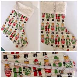 Christmas Stocking, Handcrafted Stocking, Decoration, Holliday Snow Flakes Stocking. # 1 - thumbnail 4