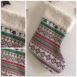 Christmas Stocking, Handcrafted Stocking, Decoration, Holliday Snow Flakes Stocking. # 1 - thumbnail 1