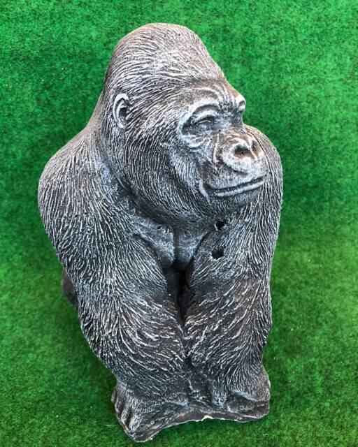 Sitting Gorilla Concrete Garden Ornament Lawn Sculpture Frost Protected - image 1