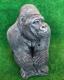 Sitting Gorilla Concrete Garden Ornament Lawn Sculpture Frost Protected - thumbnail 1