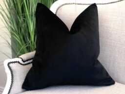 Black Velvet Cushion Cover -Luxury Throw Pillows - Home Decor Custom Size & Trims