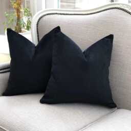 Black Velvet Cushion Cover -Luxury Throw Pillows - Home Decor Custom Size & Trims - thumbnail 2