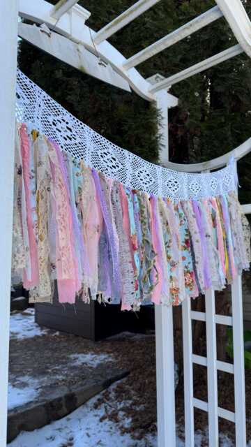 Custom Fringe Lace Garland /Valance Shabby Chic Window Curtain, French Country Decor - image 1