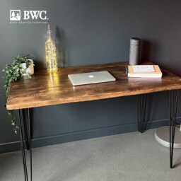 Industrial Reclaimed Wooden Desk With Black Hairpin Legs - thumbnail 3