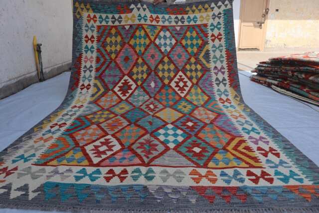 5'4x7'11 Ft Chubi Afghan Kilim Rug, Flatweave Maimana Tribal Turkmen Oriental Rug, Vintage Rug For Bedroom, Livingroom Carpet - image 1