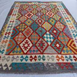5'4x7'11 Ft Chubi Afghan Kilim Rug, Flatweave Maimana Tribal Turkmen Oriental Rug, Vintage Rug For Bedroom, Livingroom Carpet - thumbnail 2