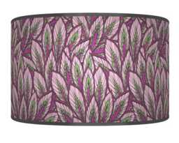 Floral Purple & Green Print Lampshade - Handmade Drum Pendant Botanical Ceiling Light For Modern Natural Interiors