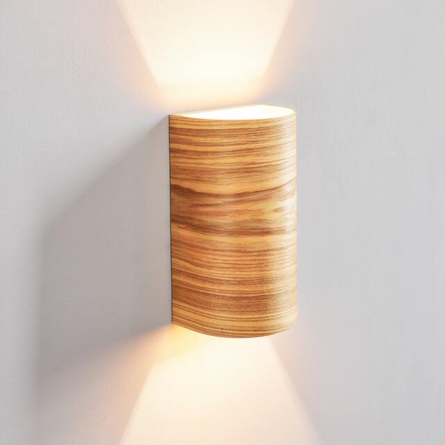 Ul Listed Curved Plywood Wall Sconce Wood Bedside Lamp - image 1