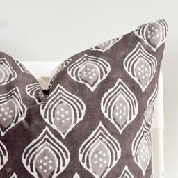 Block Print Pillow Cover Floral Batik, Ethnic Farmhouse Decor - thumbnail 2