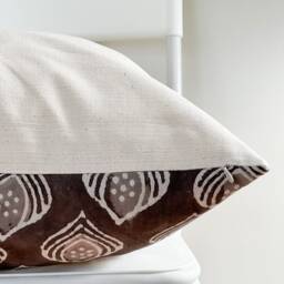 Block Print Pillow Cover Floral Batik, Ethnic Farmhouse Decor - thumbnail 3