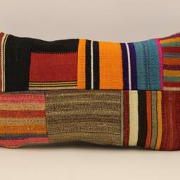 Lumbar Pillow, Patchwork Sofa Pillow, 12x20 in 30x50 cm, Vintage Turkish Kilim Pillow, Home Cushion Cover Boho Pillow Koef-1150 - thumbnail 2