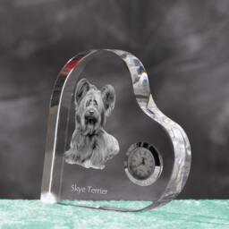 Skye Terrier - Crystal Clock in The Shape Of A Heart With Image Pure-Bred Dog - thumbnail 2