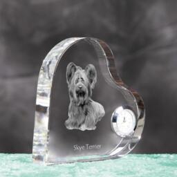 Skye Terrier - Crystal Clock in The Shape Of A Heart With Image Pure-Bred Dog - thumbnail 3