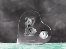 Skye Terrier - Crystal Clock in The Shape Of A Heart With Image Pure-Bred Dog - thumbnail 1
