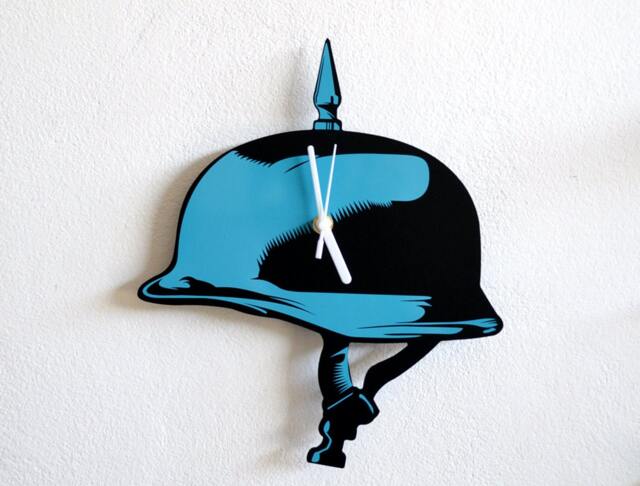 German Spike Helmet Silhouette - Wall Clock - image 1