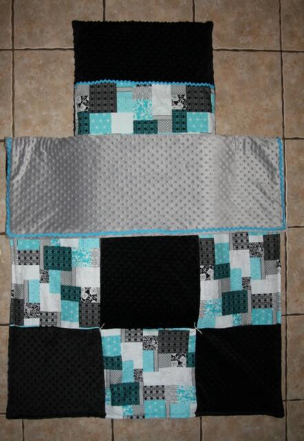 Black, Turquoise & Gray Nap Mat Cover, Blanket, Pillow Case - image 1