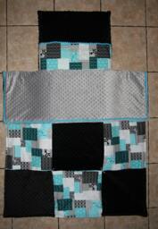 Black, Turquoise & Gray Nap Mat Cover, Blanket, Pillow Case